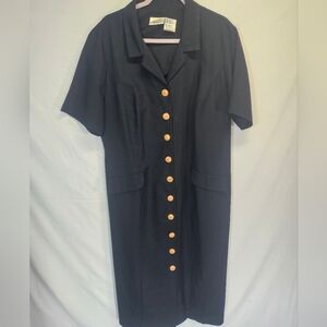 Kathie Lee Collection Black Dress with Gold Buttons